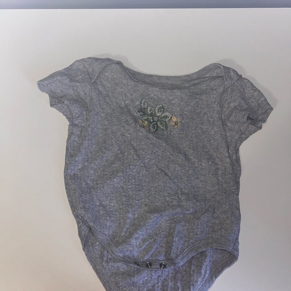 Gray Baby Onesie with Floral Design